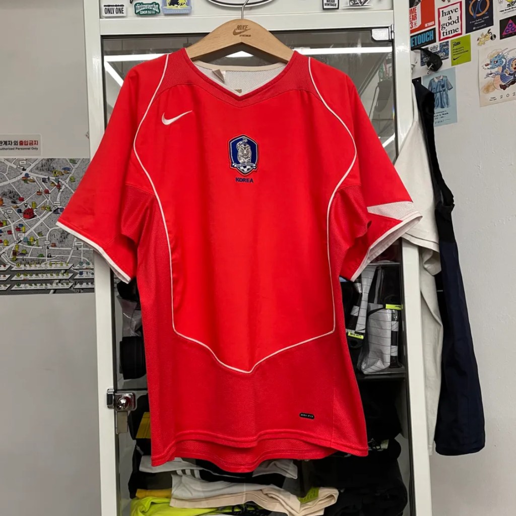 2002 Korea National Football Team red home jersey, a rare vintage piece available at Retouch Seoul